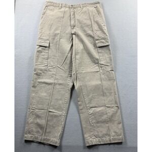 Fieldmaster Pants Mens 36x30 (Fit 34x29) Beige Cargo Canvas Relaxed Fit Workwear